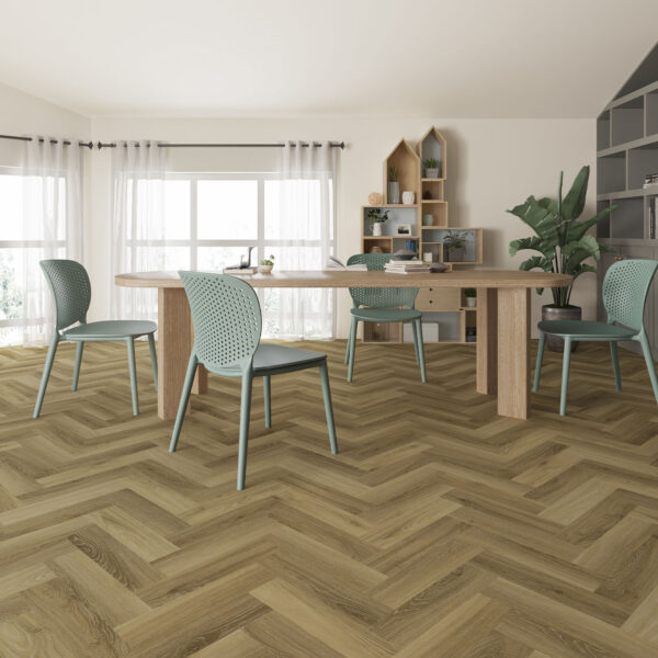 Wichita Beech Herringbone Planks SPC Flooring 1.56m2 per pack